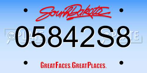 05842S8 South Dakota License Plate