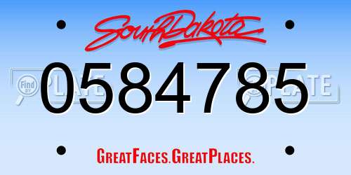 0584785 South Dakota License Plate