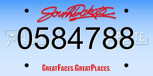 0584788 South Dakota License Plate