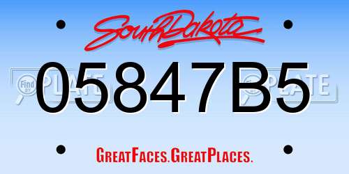 05847B5 South Dakota License Plate
