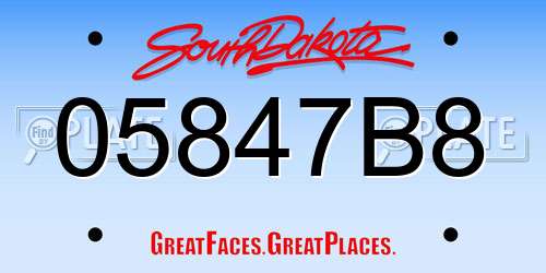 05847B8 South Dakota License Plate