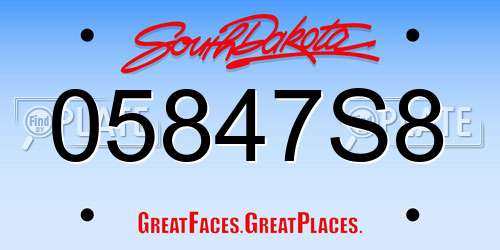 05847S8 South Dakota License Plate