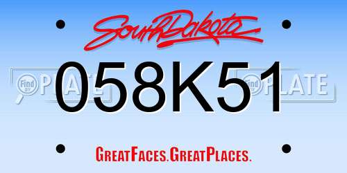 058K51 South Dakota License Plate