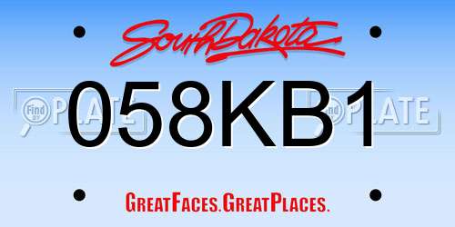 058KB1 South Dakota License Plate
