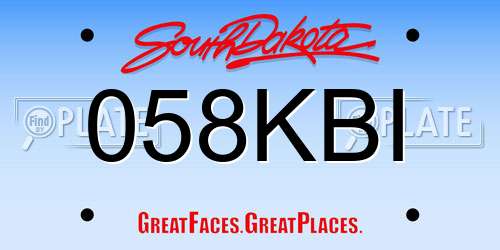 058KBI South Dakota License Plate