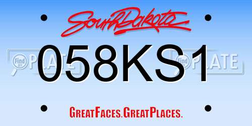 058KS1 South Dakota License Plate