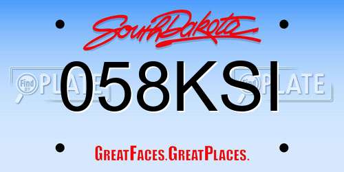 058KSI South Dakota License Plate