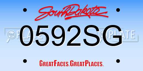0592SG South Dakota License Plate