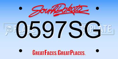 0597SG South Dakota License Plate
