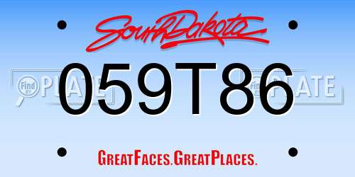 059T86 South Dakota License Plate