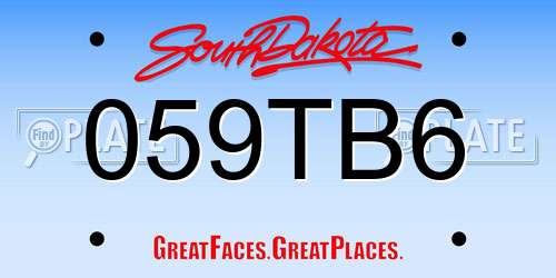 059TB6 South Dakota License Plate