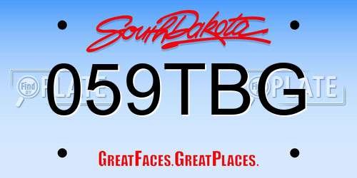 059TBG South Dakota License Plate
