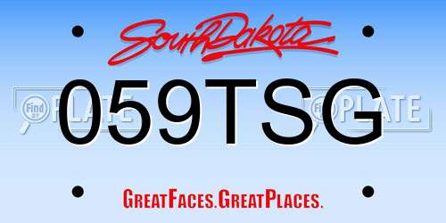 059TSG South Dakota License Plate
