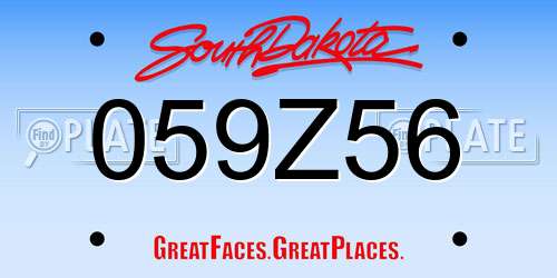 059Z56 South Dakota License Plate