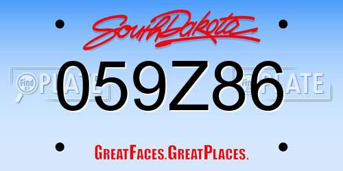 059Z86 South Dakota License Plate