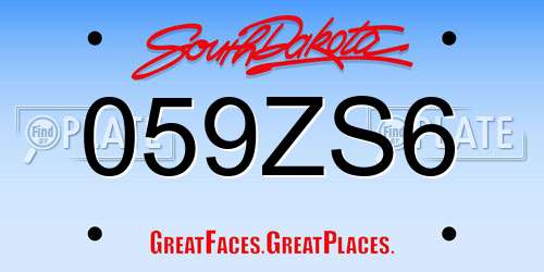 059ZS6 South Dakota License Plate
