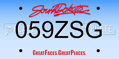 059ZSG South Dakota License Plate