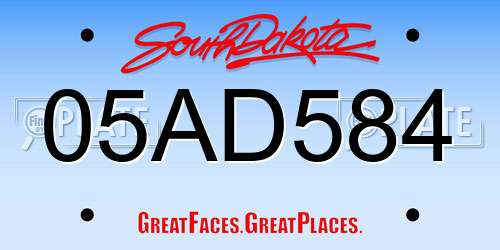 05AD584 South Dakota License Plate