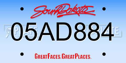 05AD884 South Dakota License Plate