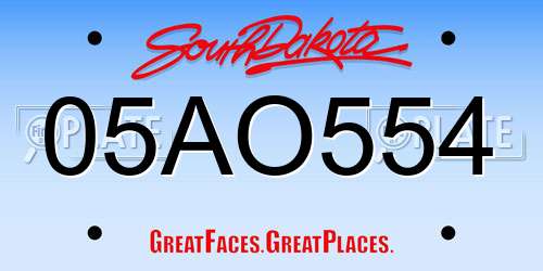 05AO554 South Dakota License Plate