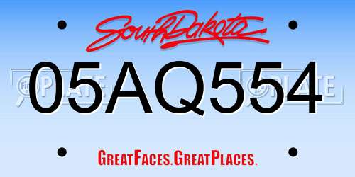 05AQ554 South Dakota License Plate
