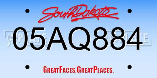 05AQ884 South Dakota License Plate