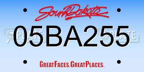 05BA255 South Dakota License Plate