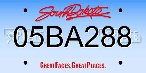 05BA288 South Dakota License Plate
