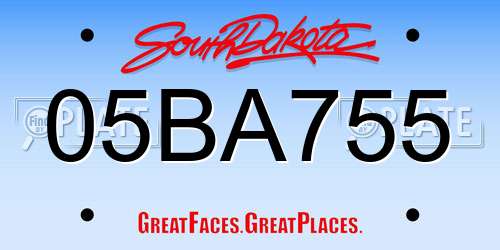 05BA755 South Dakota License Plate