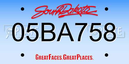 05BA758 South Dakota License Plate