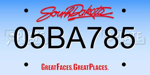 05BA785 South Dakota License Plate