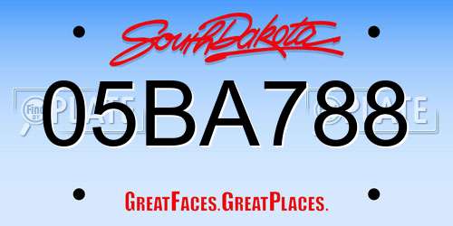 05BA788 South Dakota License Plate