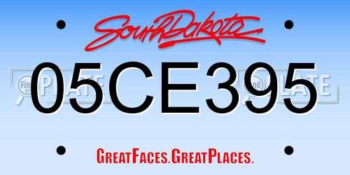 05CE395 South Dakota License Plate