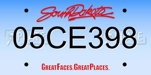 05CE398 South Dakota License Plate