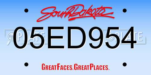 05ED954 South Dakota License Plate