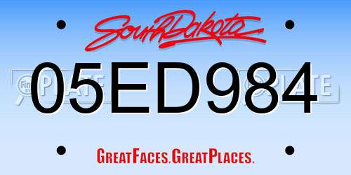 05ED984 South Dakota License Plate