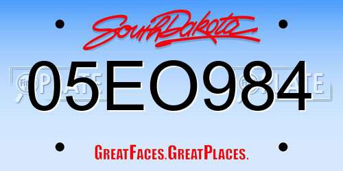 05EO984 South Dakota License Plate