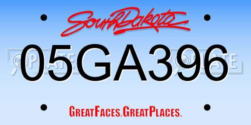 05GA396 South Dakota License Plate