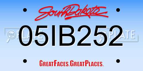 05IB252 South Dakota License Plate