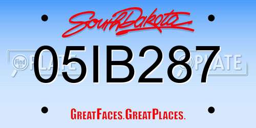 05IB287 South Dakota License Plate