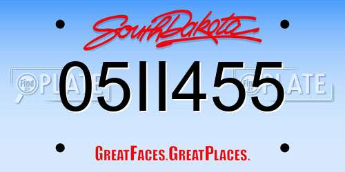 05II455 South Dakota License Plate