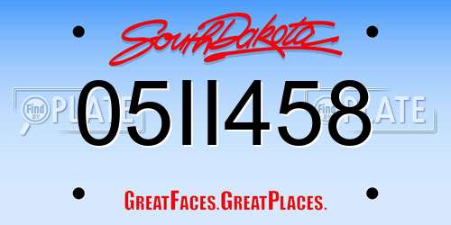05II458 South Dakota License Plate