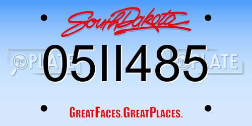 05II485 South Dakota License Plate