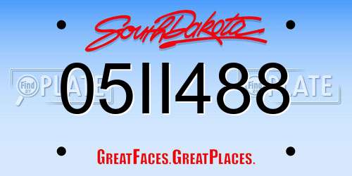 05II488 South Dakota License Plate