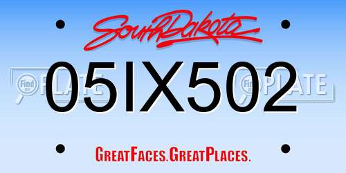 05IX502 South Dakota License Plate