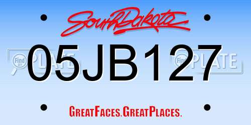 05JB127 South Dakota License Plate