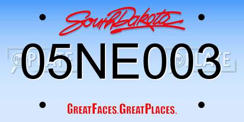 05NE003 South Dakota License Plate