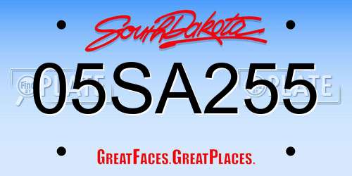 05SA255 South Dakota License Plate