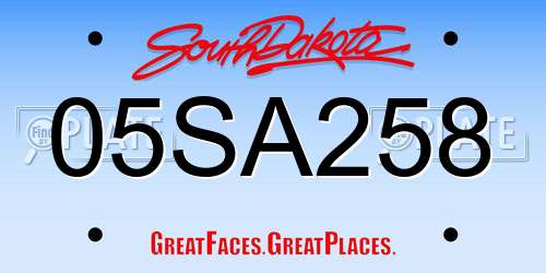 05SA258 South Dakota License Plate