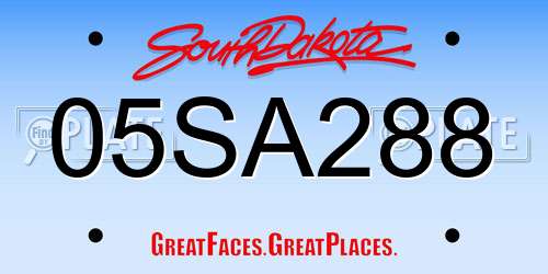 05SA288 South Dakota License Plate